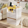 2 Drawers LED Bedside Table With Charging Socket Nightstand Bedside Cabinet UK