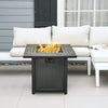 Square Propane Fire Pit Table 40000 BTU Gas Firepit w/ Rain Cover & Lava Rocks