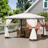 3m/4m Party Hardtop Marquee Gazebo Canopy w/ Aluminium Frame Netting & Curtains