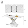 Extendable Dining Table with Marble Pattern White Console Table with X Legs