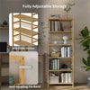 6Tier Bamboo Shelf Open Wood Bookshelf Adjustable Display Storage Rack Organizer
