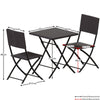 3 Piece Rattan Bistro Dining Set Outdoor Garden Balcony Folding Table Chair