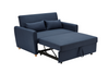Sofa Bed Pull Out 2-Seater Double Linen Blend Metal Frame Guest Bed | Navy Blue