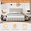 Upholstered Storage Double Bed Frame with Adjustable Headboard 135x190cm, Beige
