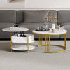 Set of 2 Nesting Coffee Tables Round Stacking Sofa Side Tables for Living Room