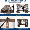 10X10 Ft Pop Up Gazebo Tent Pop-Up Screen Tent 6 Sided Canopy Sun Shelter