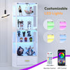 Display Cabinets with Glass Doors & RGB Lights,4 Tier Curio & Bookcase Storage