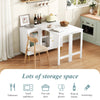 Rotating Extendable Dining Table Sideboard Storage Cabinet w/ Glass Doors, White