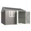 Garden Shed 10x10FT Steel Apex Tool Equipment Organize W/Window Door Grey