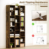 Tall Bookshelf with 21 Compartments and 10 Adjustable Shelves, Brown