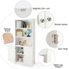 Wooden Tall Bookcase 3-Tier Shelving Storage Cabinet 2 Doors Display Organizer