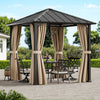 2.5x2.5m Hardtop Gazebo Galvanized Steel Roof w/ Detachable Curtains for Deck