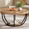Round Coffee Table,32-Inch Circle Coffee Table with Open Storage for Living Room