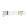 TV Entertainment Cabinet Unit with 4 Doors & Metal Legs for Living Room White