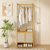 Bamboo Clothes Rack Garment Rail Stand Storage Shoe Cabinet Shelf Walk-in Closet