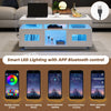 White High Gloss Coffee Table with LED Lights, 2 Doors & Storage, 100x50x43cm