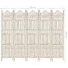 Hand carved 5-Panel Room Divider White 200x165 Solid Wood R3V3