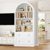 Arched Bookcase with Drawers Arch Display Cabinet Tall Bookshelf 79.5x36x177cm