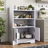 80cm Freestanding Kitchen Cupboard 2-Door Storage Cabinet w/ 4 Shelves, White