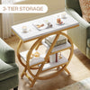 End Table for Living Room, 3-Tier Faux Marble Side Sofa Table with Metal Frame