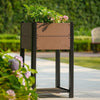 Raised Garden Bed Elevated Planter Box w/ Drainage Holes & Shelf, HDPE,85cm High