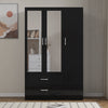 High Gloss Wooden 3 Door Wardrobe with Drawers and Mirror Bedroom Storage