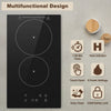 Ceramic Hob 2 Zones, Electric Plug in Hob 30cm 2 Burners, 2800W 9 Power Levels