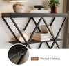 3-Tier Console Table with X-Shaped Metal Frame,Narrow Sofa Table with Shelves
