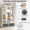 12 Tier Bookshelf Open Storage Wood Bookcase Organizer Display Shelf