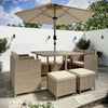 8 Seater Beige Rattan Cube Garden Dining Set with Matching Parasol FTR224