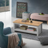 Light Grey Coffee Table Living Room Modern Solid with Storage Shelf