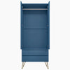 Wooden 2 Door Wardrobe with 2 Drawer Compact Wardrobe Bedroom Storage Furniture
