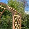 Wooden Garden Arch (Tan) with Metal Ground Spikes - Arbour Plant Support Trellis