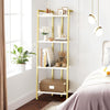 4 Tier Bookshelf, Gold Narrow Bookshelf Small Bookshelf With Open Display Shelf