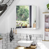 kleankin Bathroom Mirror Cabinet Wall Mount Storage organiser w/ Door, White