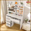 White Dressing Table Vanity Makeup Desk with LED Mirror 5 Drawers & Open Shelves