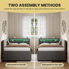 Daybed 3ft Sofa Bed w/ Trundle, RGB LED Lights & Charging Station, Velvet, Grey