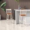 Set of 2 360 °Swiveling Bar Stools Wooden Counter Height Chair White