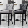 Fabric Wooden Breakfast Bar Stools Chair High Leg Chairs Counter Backrest Home