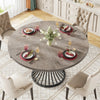 Dining Table Round Wood Top Metal Base Farmhouse Industrial Kitchen Dining Room