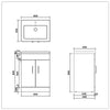 600mm Modern Bathroom Vanity Unit Sink Storage White Floor Standing Cabinet