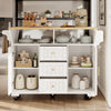 Kitchen Island on Wheels Rolling Storage Trolley with Extendable Worktop, White