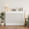 Radiator Cover Vertical Slat Modern Stylish MDF Wood White Black Cabinet Shelf
