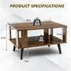 Industrial Coffee Table 2-Tier Wooden Center Table Small Side Table Living Room