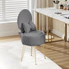 Vanity Chair Fluffy Padded Seat Bedroom Living Room Accent Chair Metal Leg Grey
