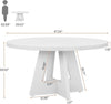 120cm Round Dining Table for 4,Farmhouse Circle Kitchen Table with Pedestal Base