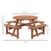 Round Picnic Table Bench, Seats 8, Patio Garden set, Strong and Sturdy