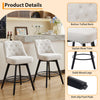 2PCS Swivel Bar Stools Counter Height Upholstered Kitchen Island Chairs w/ Backs