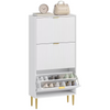 Slim Shoe Storage Cabinet with 3 Flip Drawers for Hallway, White