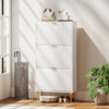 Slim Shoe Storage Cabinet with 3 Flip Drawers for Hallway, White